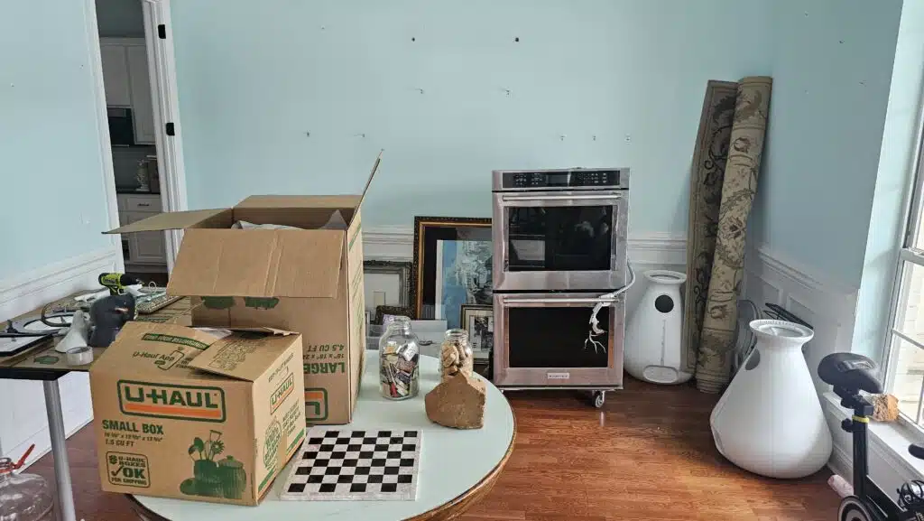 Kitchen with moving boxes. Expert appliance moving in Jacksonville, FL.