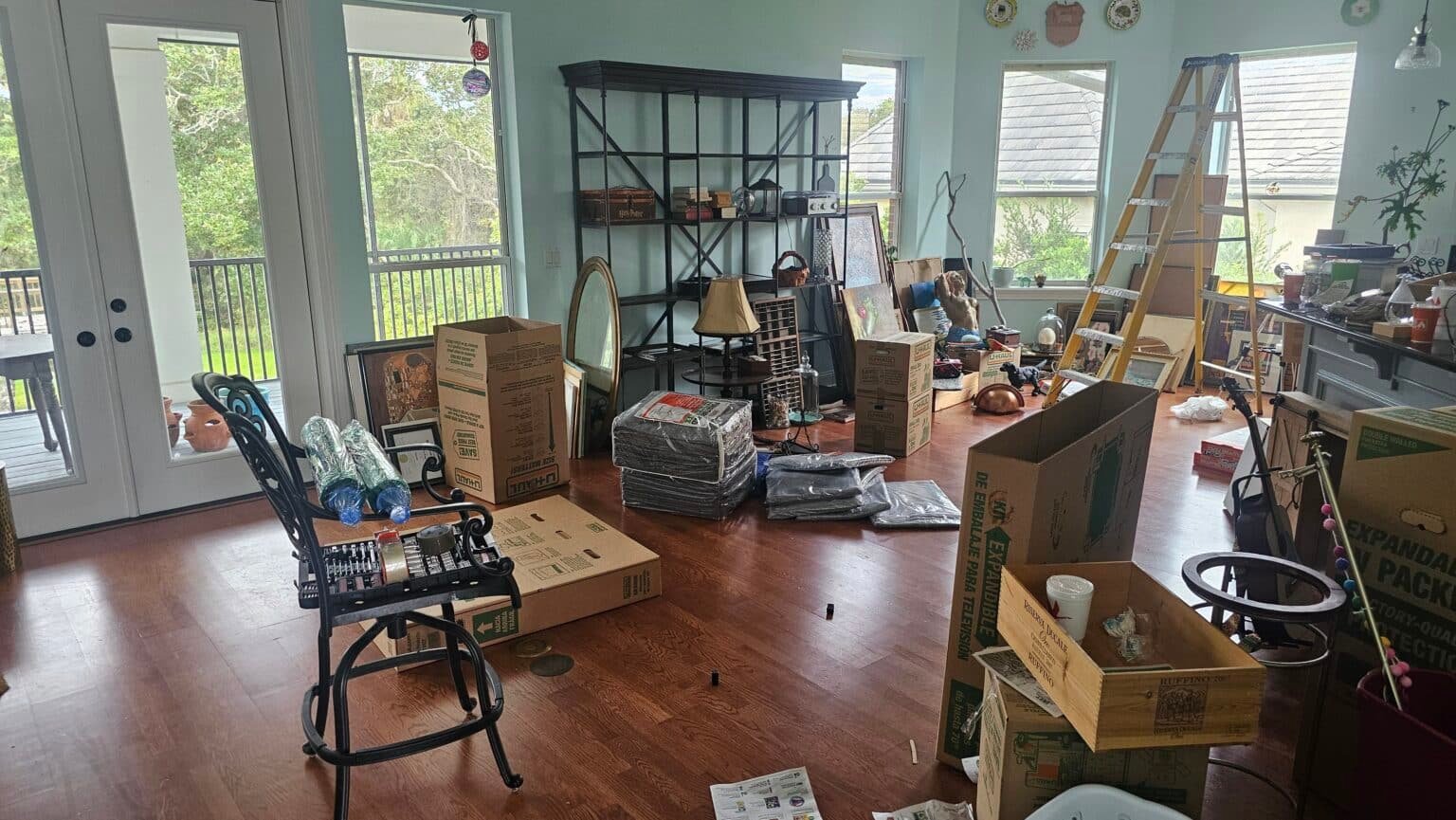 moving professionals preparing furniture