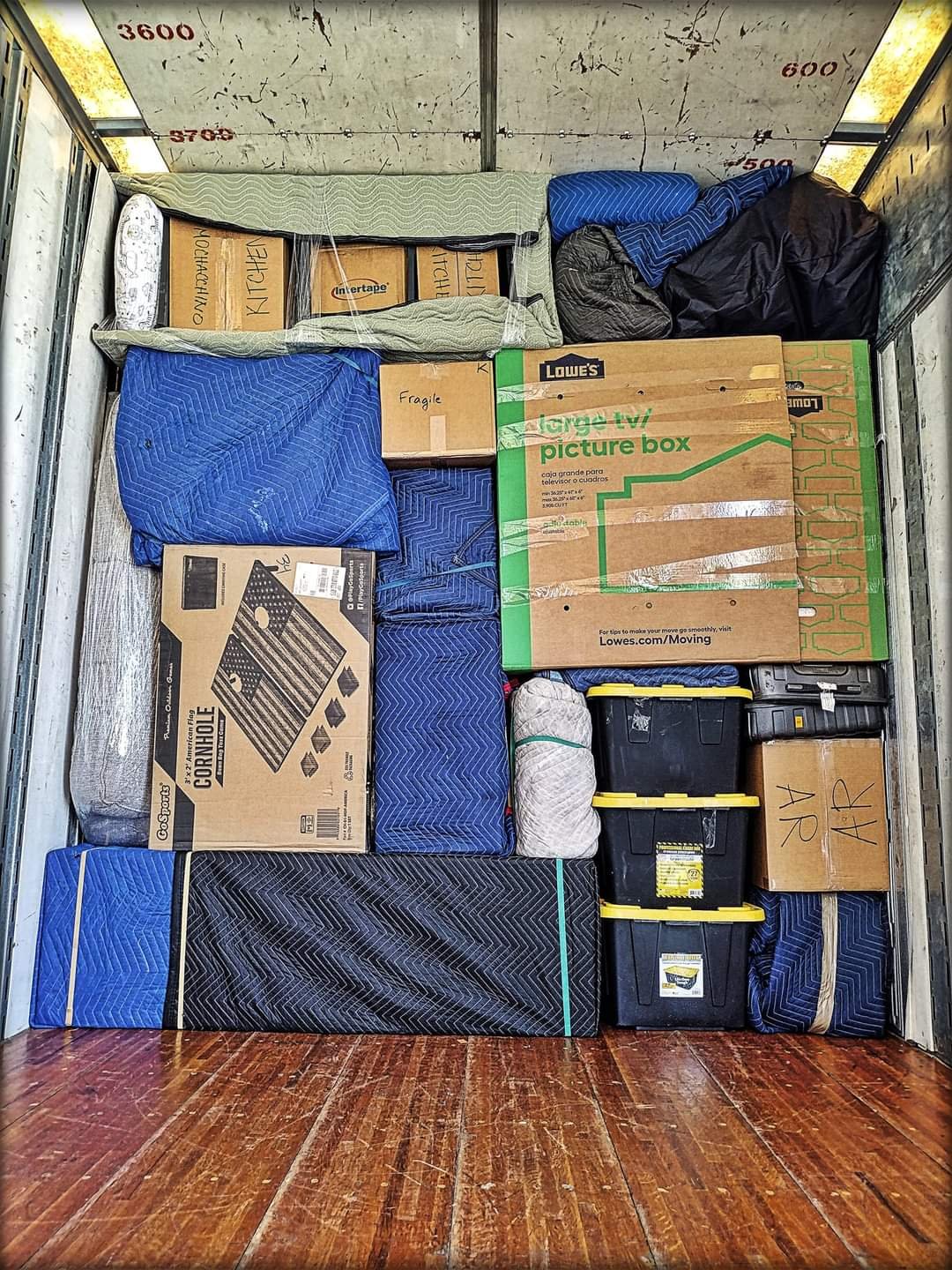 Packed area with boxes