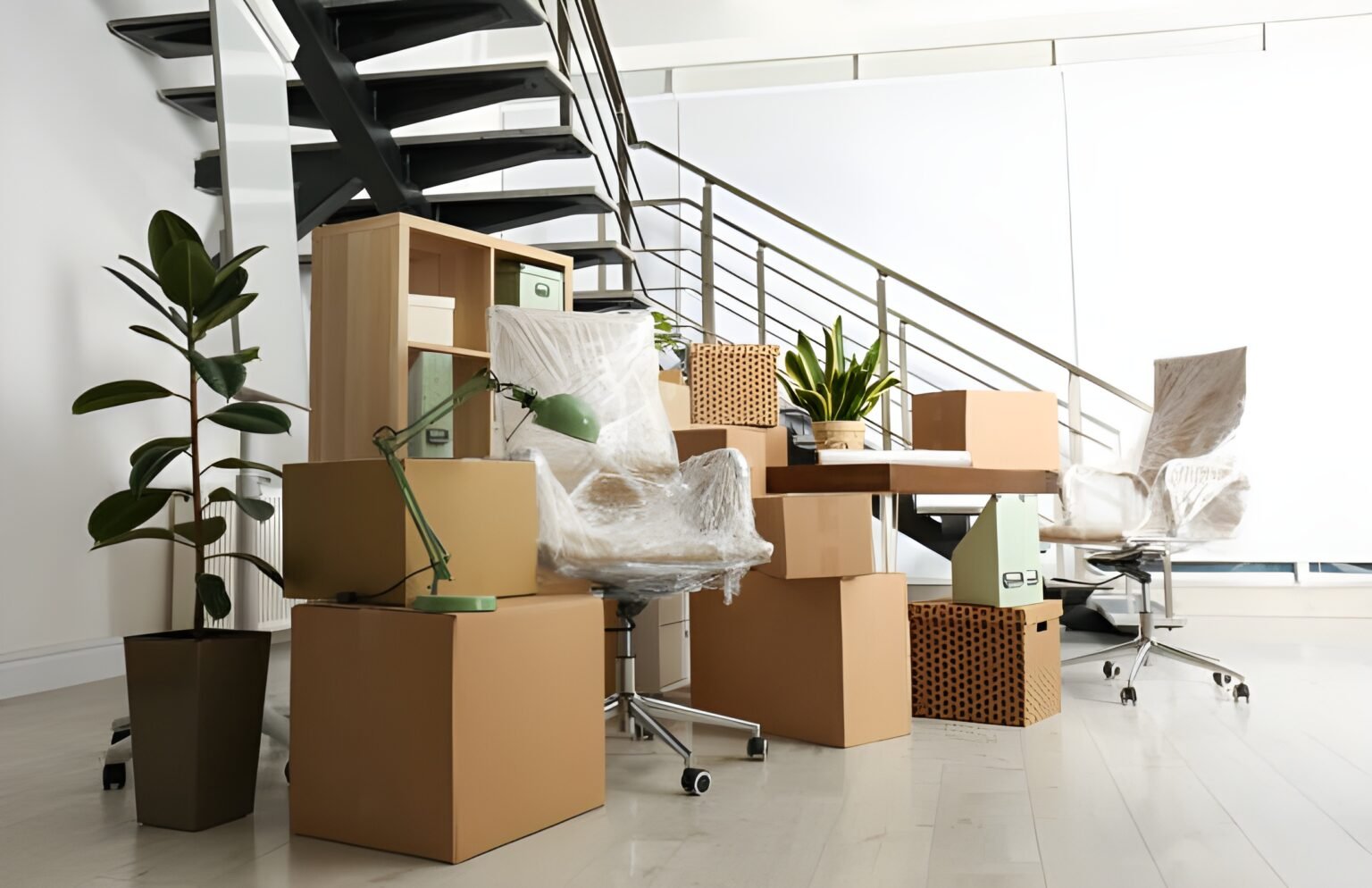 Commercial movers in Jacksonville. Office furniture in boxes